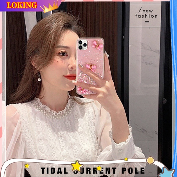 Ốp Điện Thoại Silicon Hình Bướm 3D Lấp Lánh Gắn Dây Đeo Cho Samsung Galaxy A14 A34 A54 A71 A51 A31 A21 A21S A11