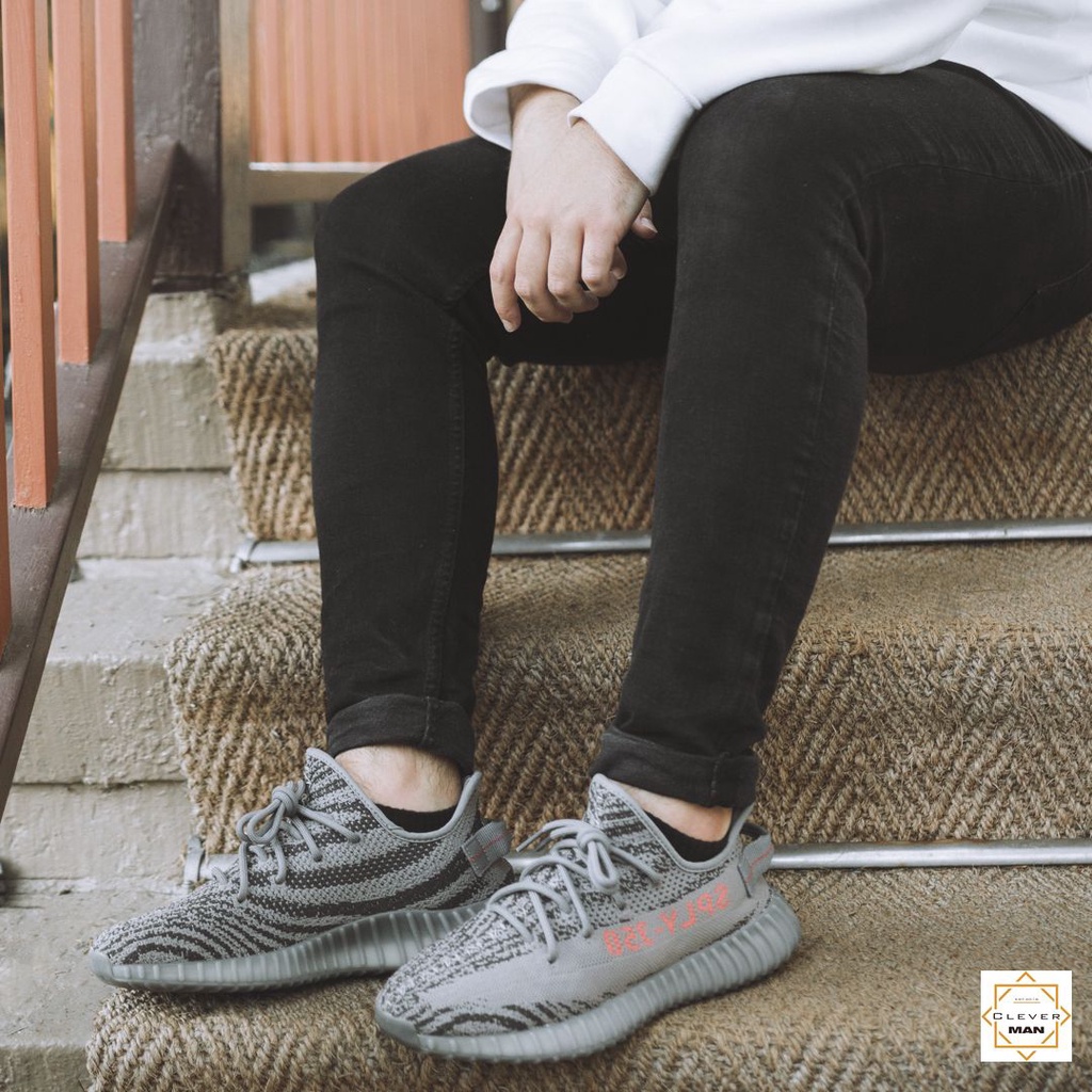 Giày Thể Thao Sneakers Yz 350 V2 Beluga 2.0 Xám Chữ Đỏ Cực Đẹp Cho Cả Nam Và Nữ