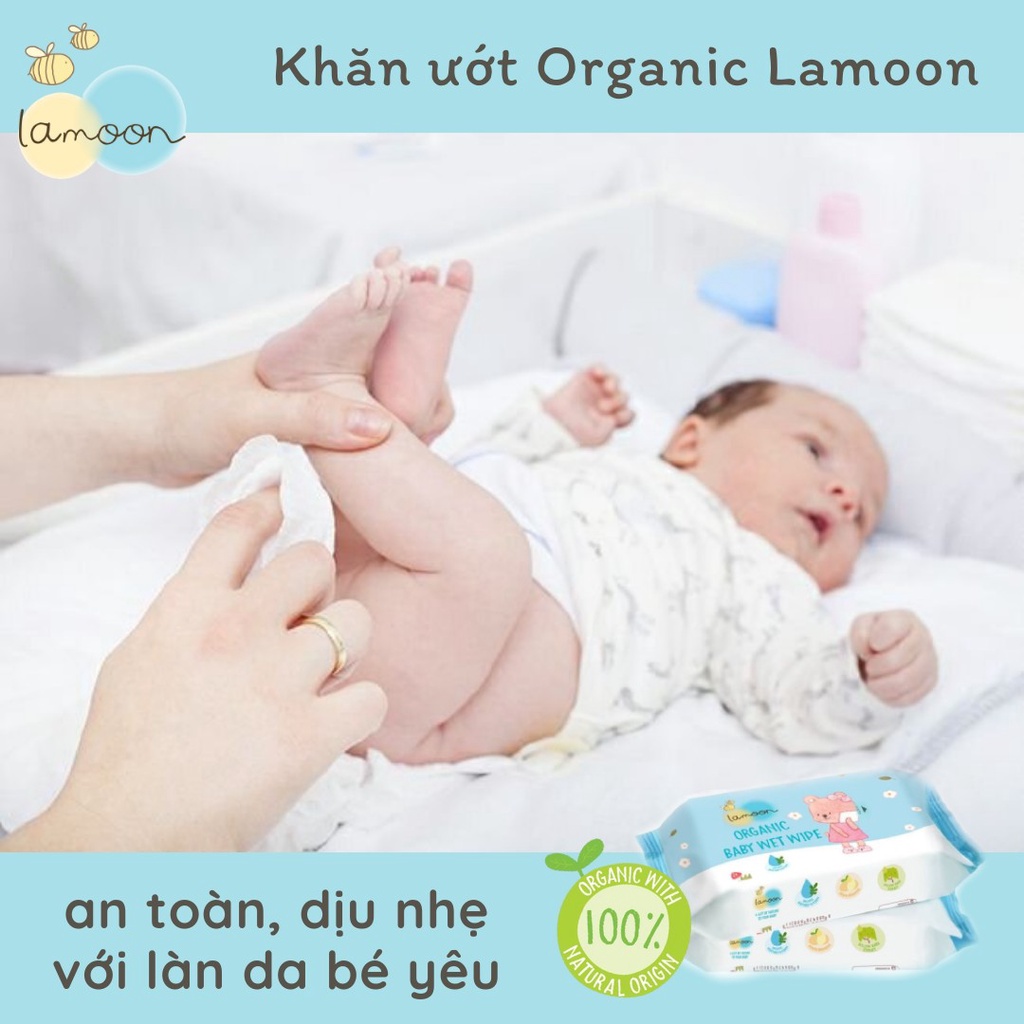 Combo 2 bịch khăn ướt Organic - Loại 80 miếng cho bé Lamoon