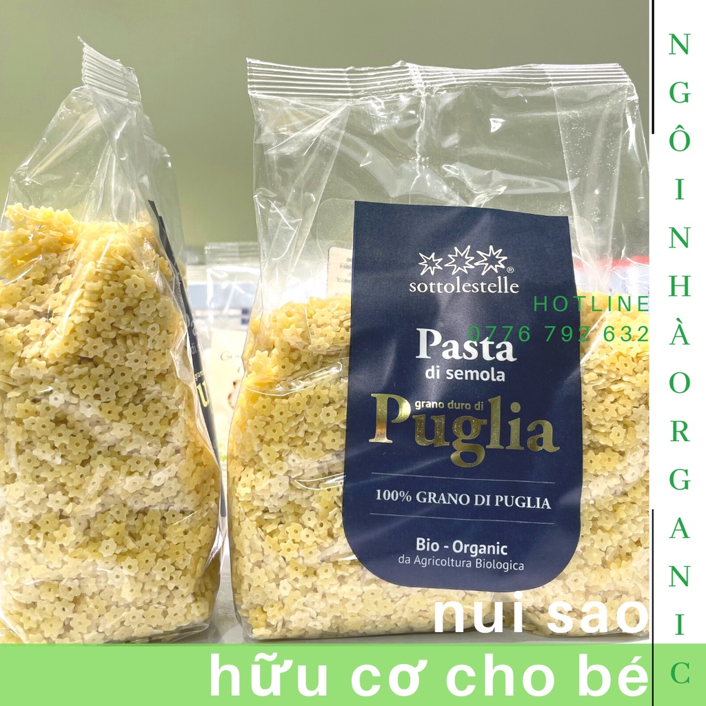 Nui Sao Hữu Cơ Cao Cấp Sottolestelle 500g Sottolestelle Organic Stelline Pasta