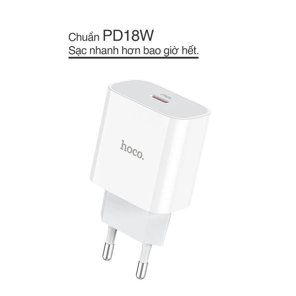 Cốc Sạc Hoco C76A Cổng Sạc Type-C hỗ trợ sạc nhanh QC3.0 và PD18W tự động nhận dạng thiết bị cao cấp - Bộ sạc C76A