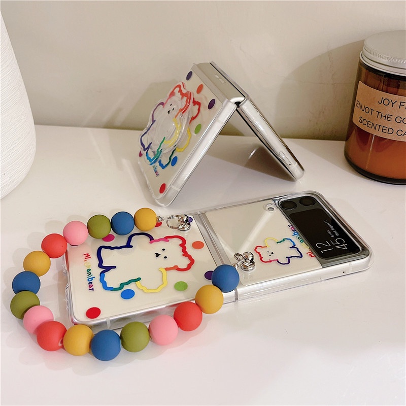 Ốp Điện Thoại PC Cứng Trong Suốt Chống Sốc Hình Gấu Cho Samsung Galaxy Z Flip 4 5G Z Flip 3