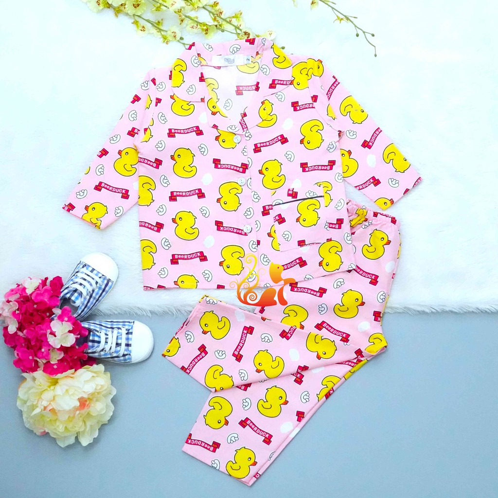 Đồ Bộ Mặc Nhà &quot;Vịt vàng - BeerDuck&quot; Pijama Kate Thái Quần Dài - Cho Bé 8-38kg.