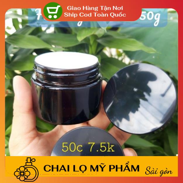 Hủ Đựng Kem ❤ SIÊU RẺ ❤ Hũ Chiết Kem Thủy Tinh Nâu 50g , Hũ lọ chiết mỹ phẩm , phụ kiện du lịch