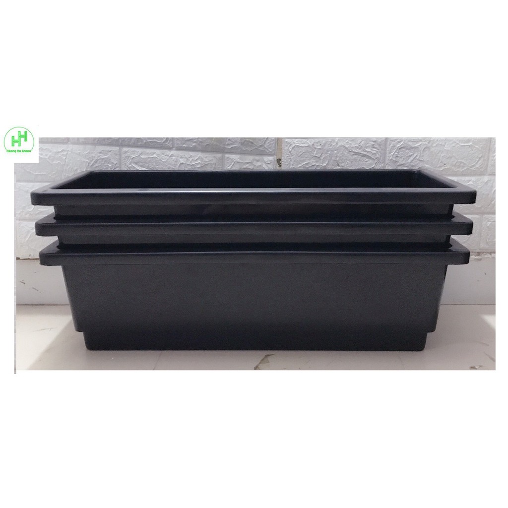 3 Chậu/ Khay/ Máng Nhựa Trồng Rau, Trồng Hoa, Cây Cảnh Kích Thước 67X24X19Cm - Màu Đen