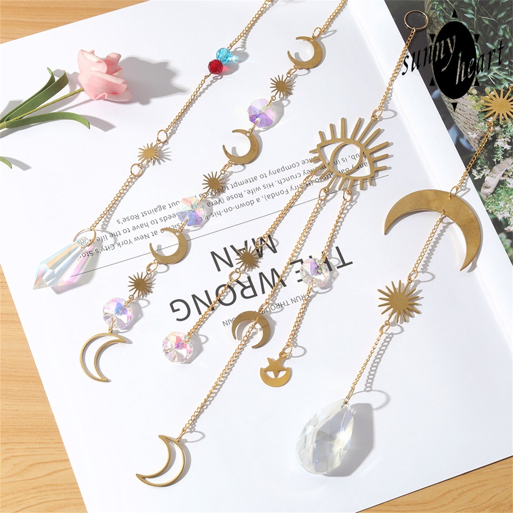 Chuông Gió Treo Trang Trí Hình Ngôi Sao/Mặt Trăng/Mặt Trăng Bằng Pha Lê Giả Kim Loại Chống Trầy Xước