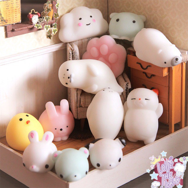 Mochi, Squishy thú dẻo dễ thương, combo 10 con không trùng, hàng nhập y hình 100%-__giá sập kho  bán x0ng