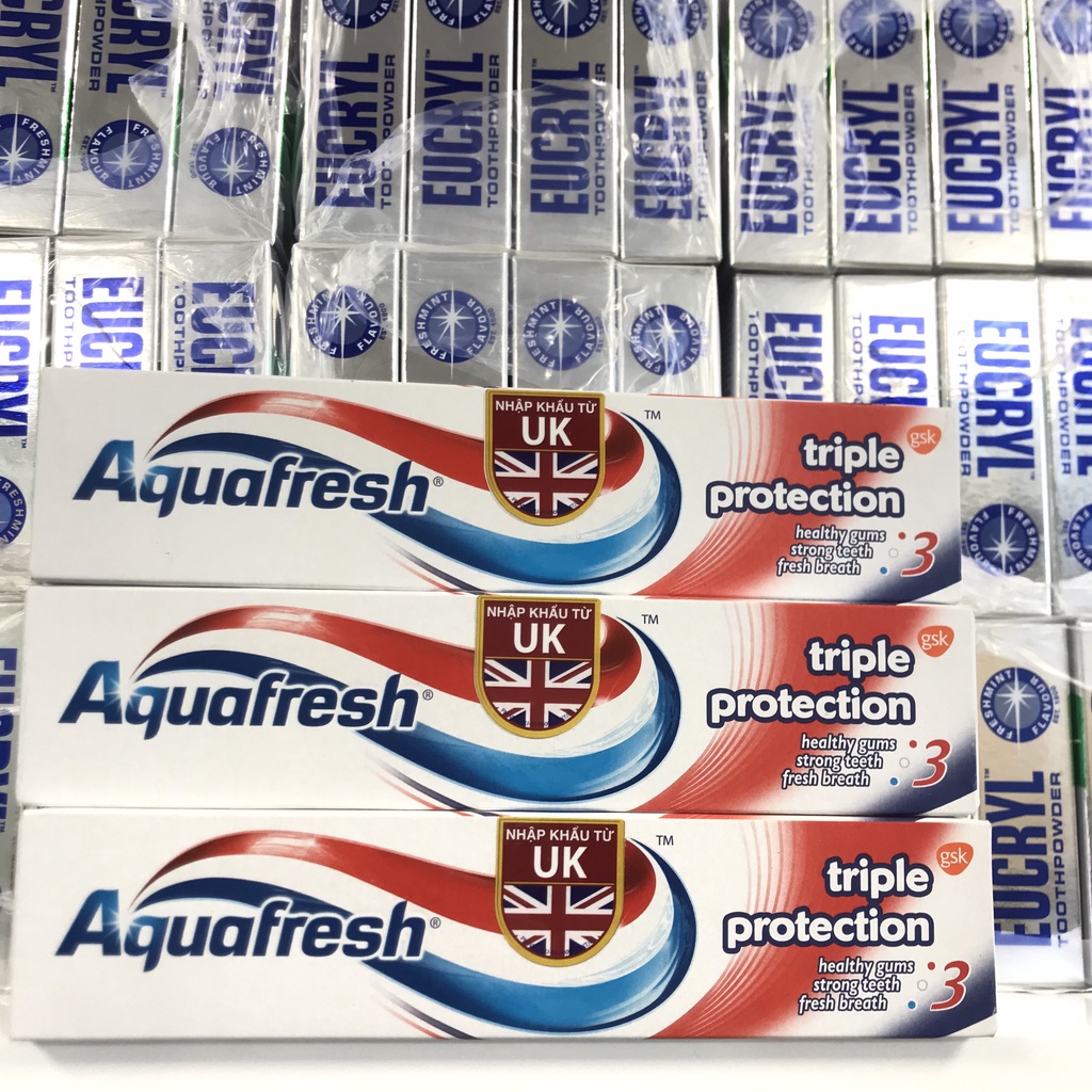 [Hàng Mỹ] Kem đánh răng AQUAFRESH 3 Tác Động Triple Protection 100ml (Đỏ)