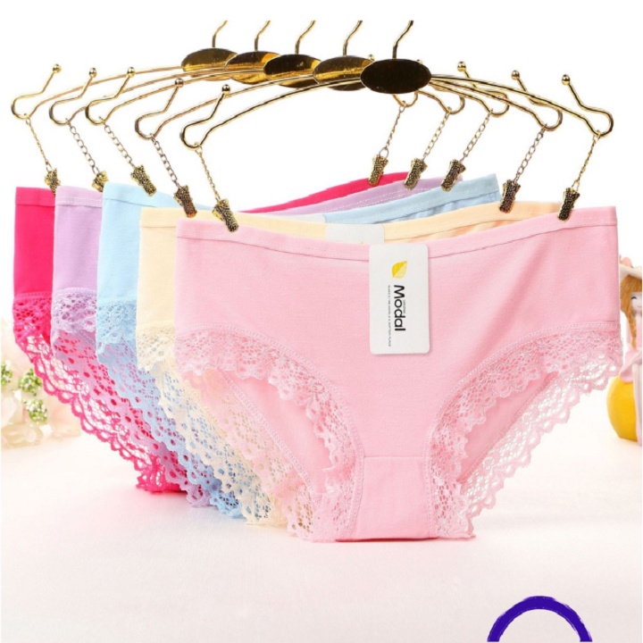 HỘP 5 Quần lót nữ Cotton cao cấp xuất nhật viền ren sexy nâng mông kháng khuẩn khử mùi LOTNU15