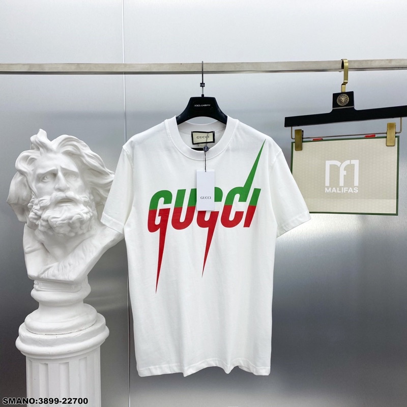 Áo Phông Nam Cotton 100% In Chữ GG Sét Gai Hai Màu AP74P