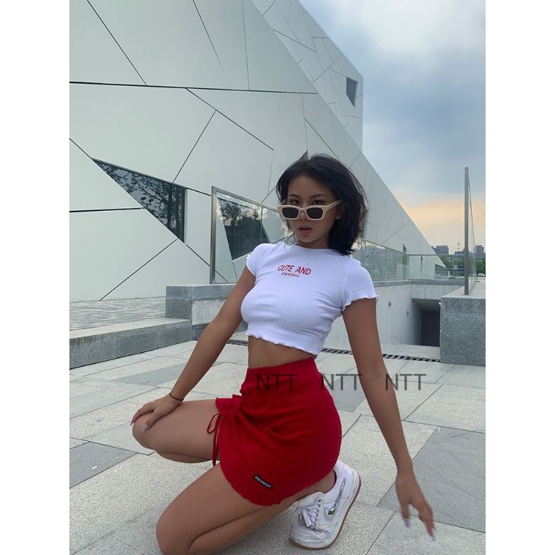 ÁO CROPTOP THÊU CHỮ CUTE_AND