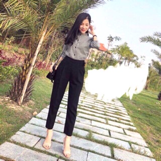 Quần công sở nữ cạp cao vải Hàn cao cấp