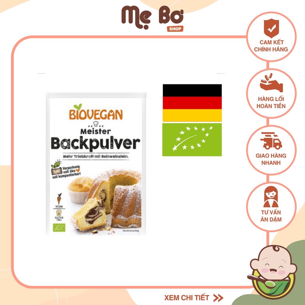 [BIOVEGAN] BỘT NỞ HỮU CƠ BIOVEGAN 17GR LÀM BÁNH PANCAKE, MUFFIN...