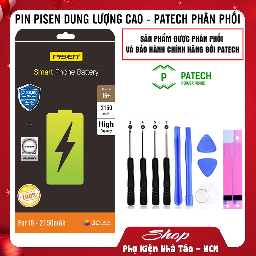 PIN PISEN 6G DUNG LƯỢNG CAO 2150MAH - PATECH PHÂN PHỐI