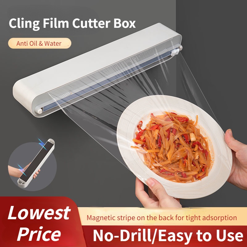 Hộp Cắt Màng Bọc Thực Phẩm Bằng Nhựa Từ Tính Thông Dụng Kèm Dao Cắt