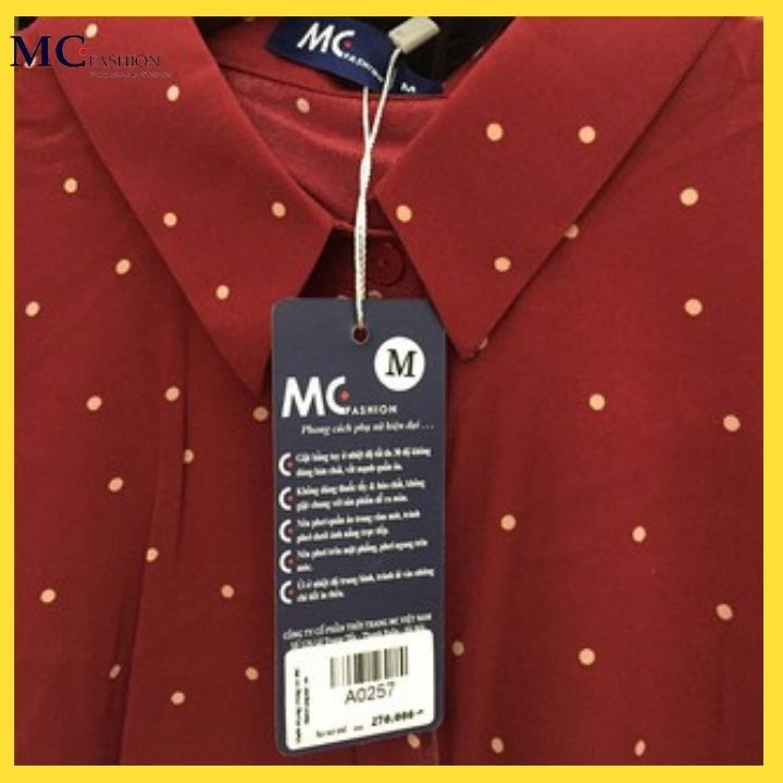 Áo Sơ Mi Nữ Đẹp Họa Tiết Chấm Bi Đẹp Cộc Tay Cổ Đức Vải Lụa Mc Fashion A0257