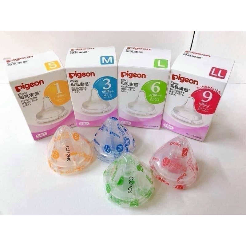 Núm ty Pigeon nội địa Nhật cho bình cổ rộng đủ size S M L LL [HangNhat]