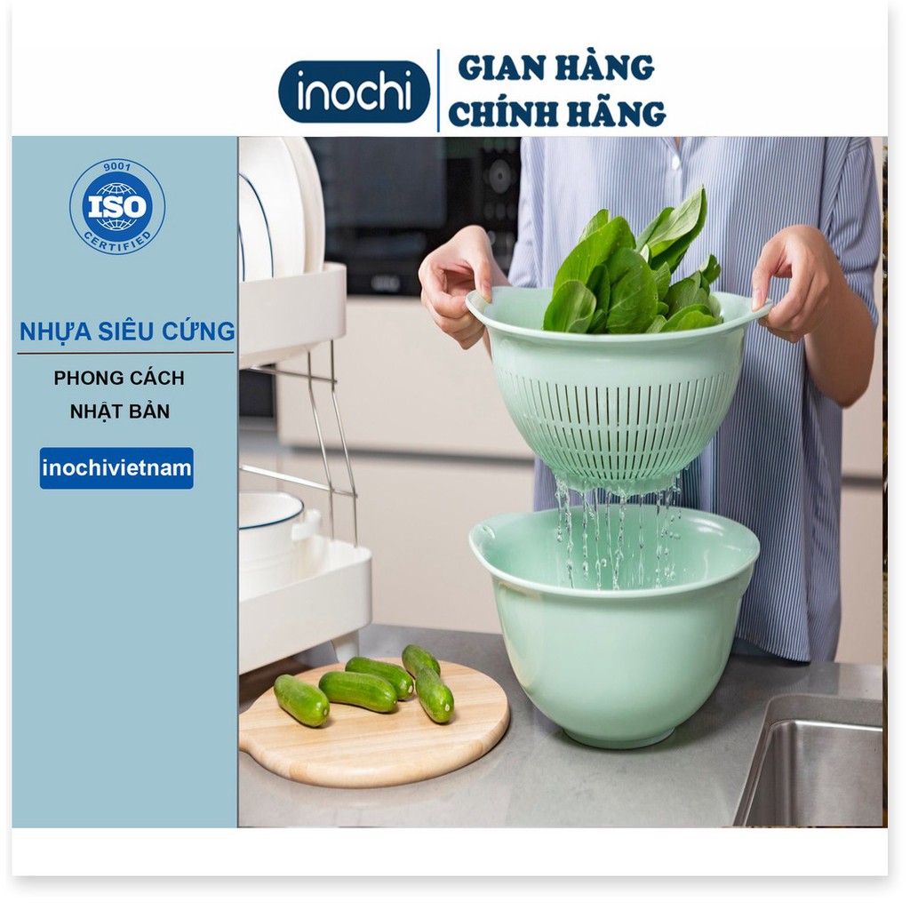 Bộ thau rổ Cao Cấp Yoko Inochi  Nhật Bản- Loại 23cm Nhựa Cao Cấp Chắc Chắn Sang Trọng Gọn Gàng An Toàn Cho Sức Khoẻ.