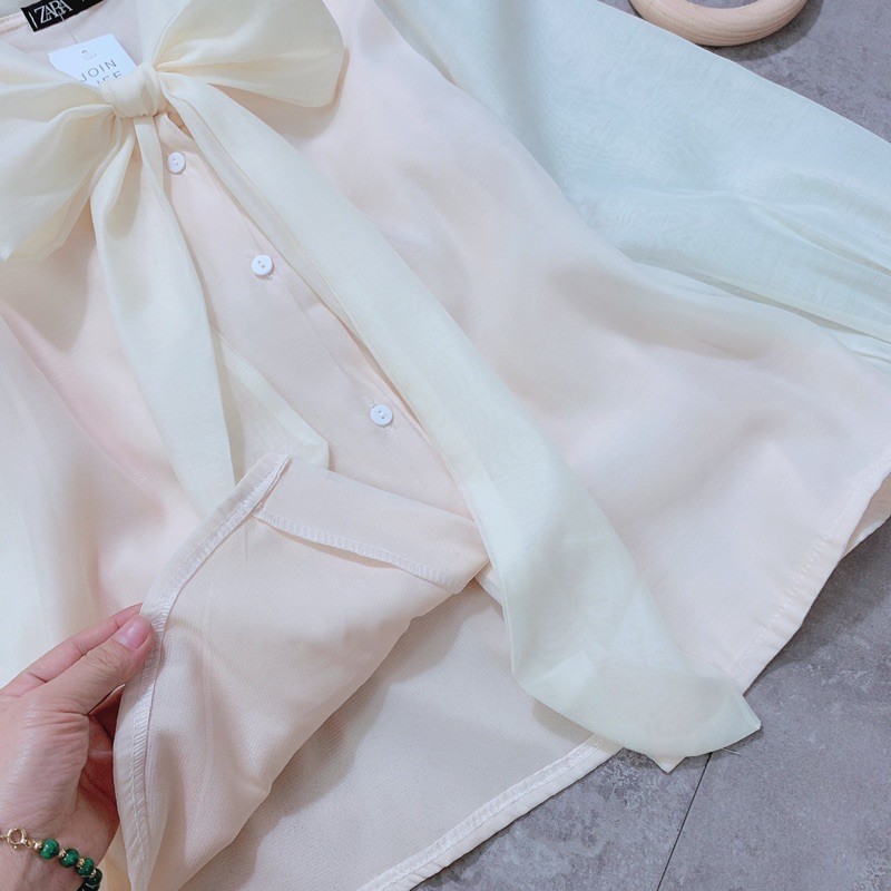 áo nơ hai lớp ảnh thật mẫu mặc | BigBuy360 - bigbuy360.vn