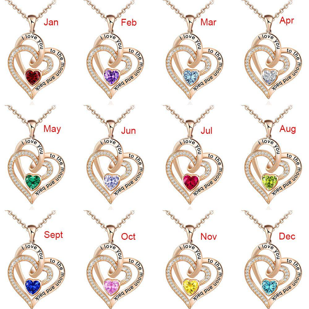 Vòng cổ Mặt Trăng Và Trái Tim Khắc Chữ I Love You to The Moon and Back