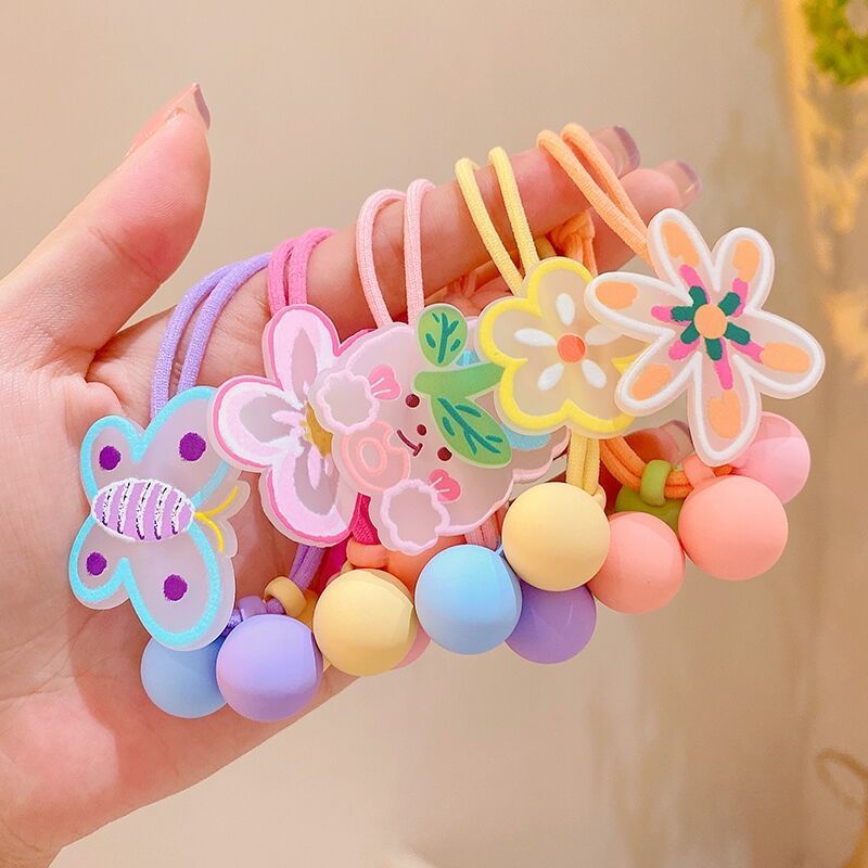 Dây Buộc Tóc Cao Su Co Giãn Đính Hoa Nhỏ Dễ Thương Cho Bé Gái