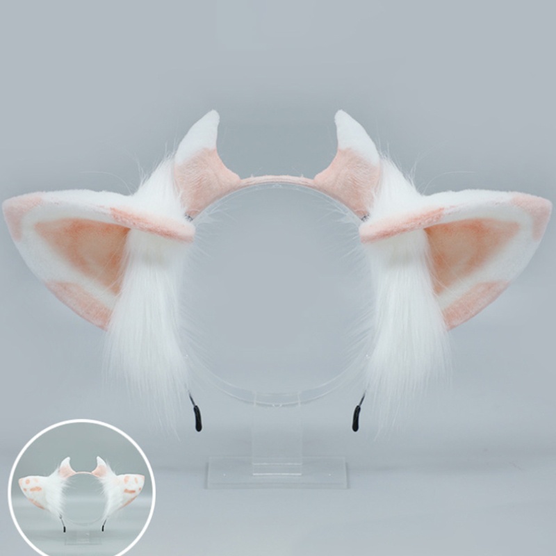 Băng Đô Cài Tóc Hình Tai Bò Sữa Hoạt Hình Bằng Lông Dành Cho Lễ Phục Sinh