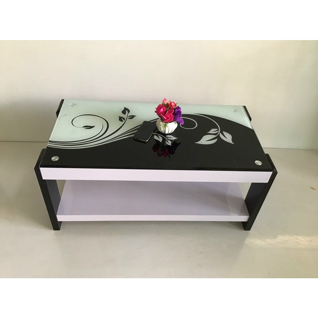 Bàn trà, sofa hình chữ nhật mặt kính cường lực, khung gỗ MDF BS03