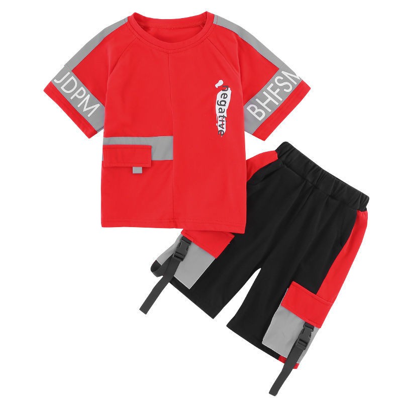 đồ bộ cho bé♨✥Học sinh tiểu 7 bộ quần áo thể thao nam 10 mùa hè trẻ em trung niên 14 ngắn tay cho trai 12-15 tuổi