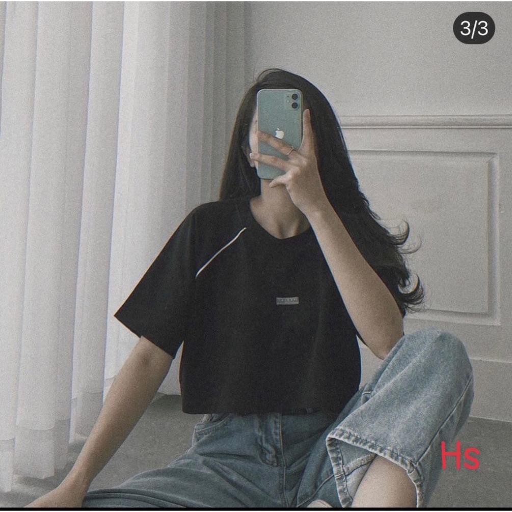 [Mã FASHIONG10 giảm 10k đơn 50K] Áo Croptop Nữ Tay Lỡ Logo Ngực 🦋FREESHIP🦋 Áo Phông Nữ Dáng Lửng  | BigBuy360 - bigbuy360.vn