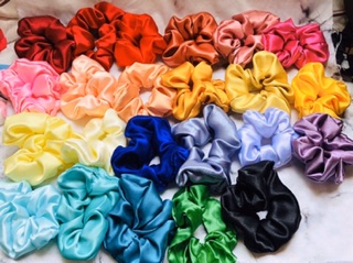 Vải phi bóng may cột tóc Scrunchies
