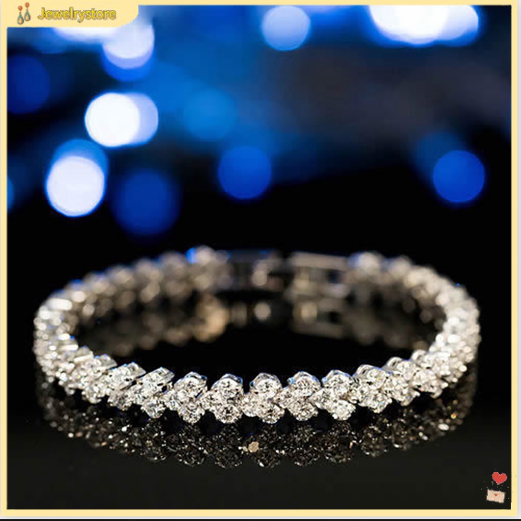 Vòng đeo tay đính đá zircon kiểu khối sang trọng thời trang dành cho nữ