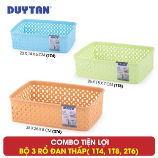 Bộ 3 Rổ đan thấp nhựa Duy Tân - 3 kích thước (1T4, 1T8, 2T6) - 1100+1099+1098