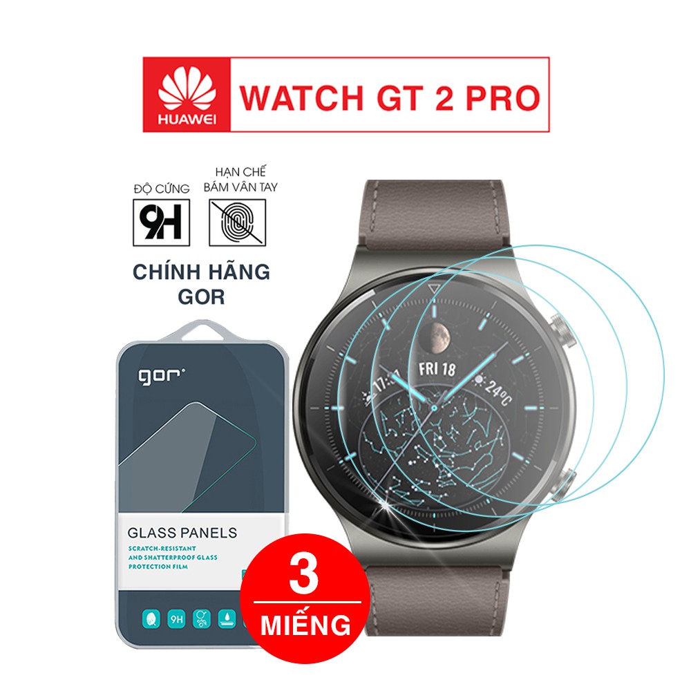 Cường lực Huawei GT 2 Pro chính hãng Gor bộ 3 miếng bảo vệ đồng hồ - Dán màn hình Huawei Watch GT 2 Pro