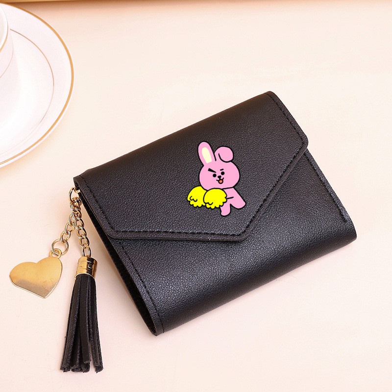 Ví Da PU Cầm Tay Dạng Gập 2 Ngăn In Hình BTS BT21 Dễ Thương