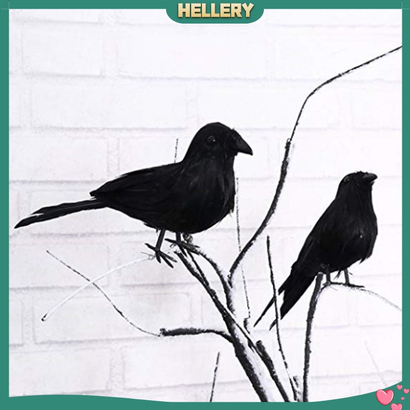 Set 6 Chú Chim Nhồi Bông Màu Đen Dùng Làm Đạo Cụ Hóa Trang Halloween