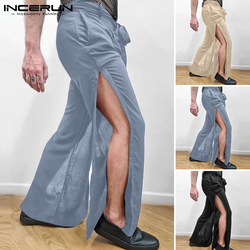 Quần dài Incerun xẻ tà bên hông có 3 màu thời trang kèm thắt lưng dành cho nam