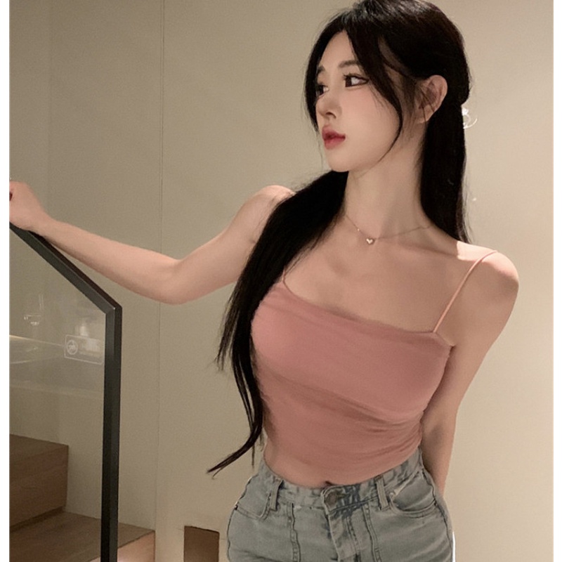 Áo Hai Dây Ôm Dáng Thiết Kế Xếp Ly Gợi Cảm Cho Nữ