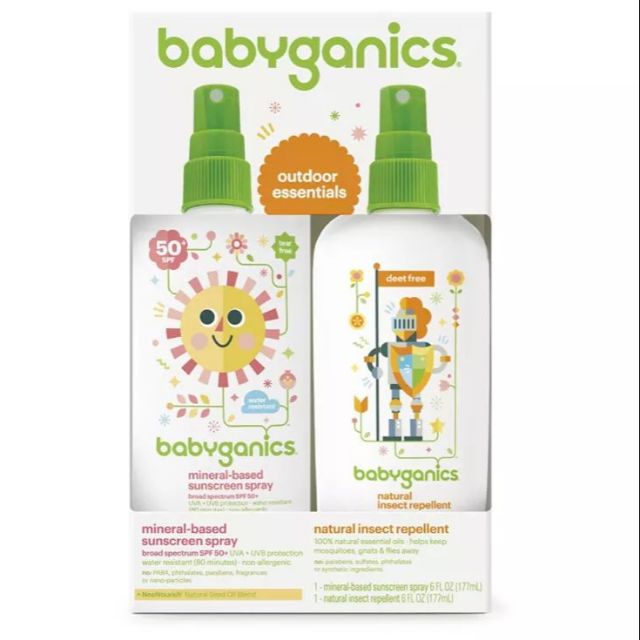 [BILL MỸ] Set xịt chống nắng và Xịt chống muỗi hữu cơ Babyganics