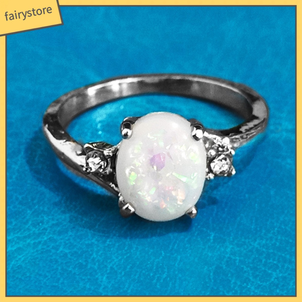 Nhẫn Hợp Kim Đính Đá Opal Nhân Tạo Thời Trang Cho Nữ
