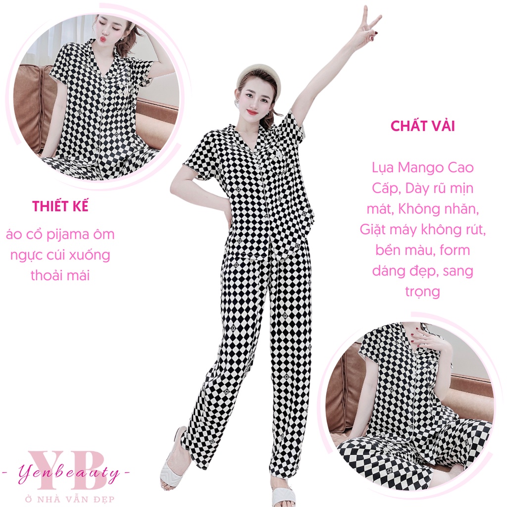 Đồ ngủ nữ lụa bigsize dài cộc tay , đồ bộ pijama mặc nhà dễ thương - yenbeauty đồ mặc nhà cao cấp