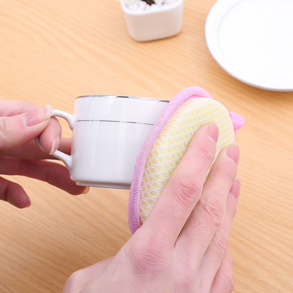 Miếng xốp rửa chén hình tròn hai mặt