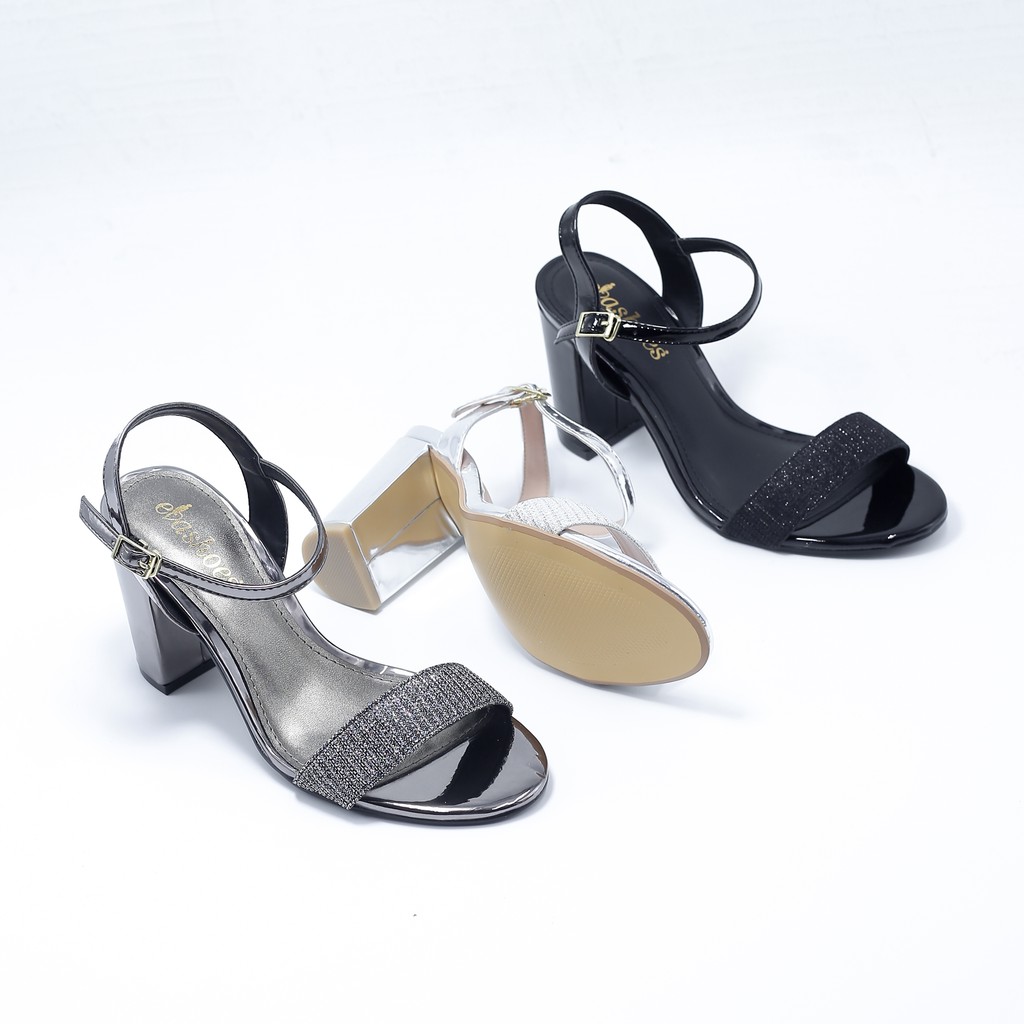 [Mã BMBAU50 giảm 50K đơn 150K] Sandal Cao Gót Đế Vuông Quai Ngang Kim Tuyến 7cm Evashoes - Eva0032