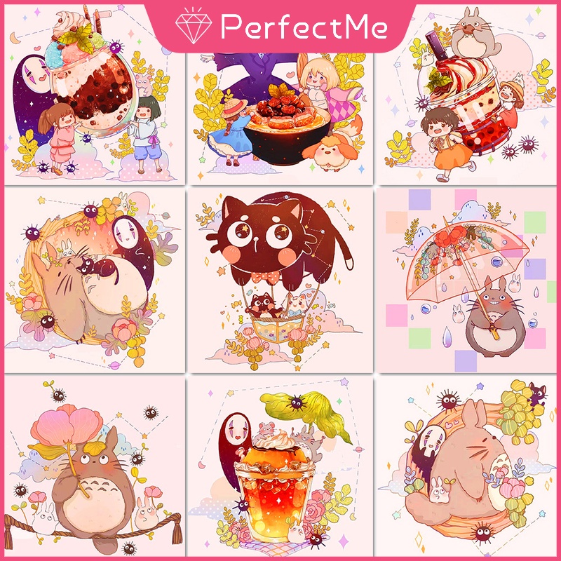 Bộ Tranh Đính Đá 5D Tự Làm 30x30cm Hình Totoro Hoạt Hình Trang Trí Nhà Cửa