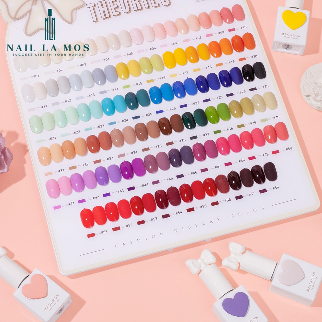 Set sơn gel Macaron chính hãng 58 màu - Sơn móng tay làm nail Hàn Quốc, chất gel đậm đặc