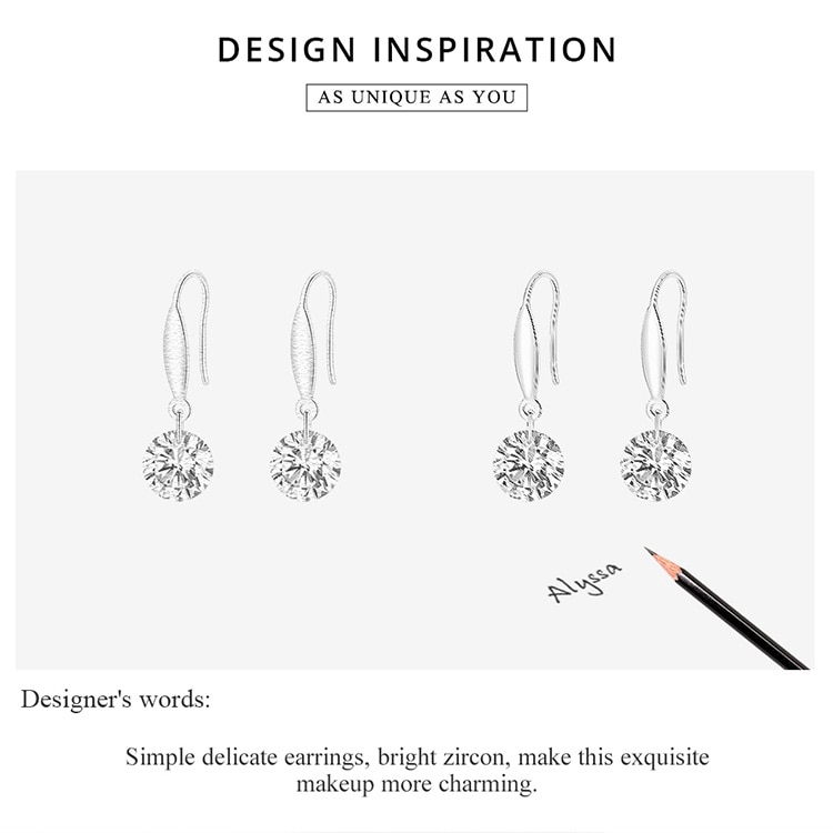 Khuyên Tai Dài Bamoer Đính Đá Zirconia bạc 925 Thời Trang Cho Nữ