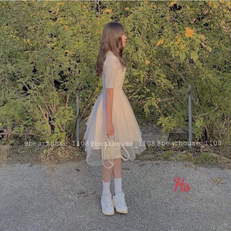 Váy von 2 lớp cổ ren HS6