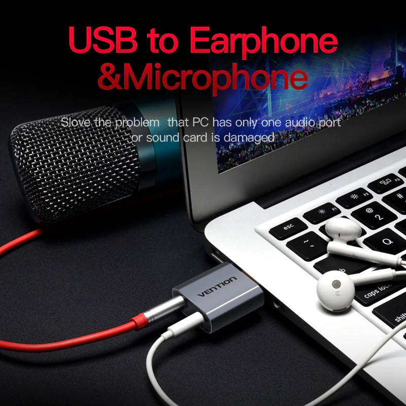 Vention External USB Sound Card 3.5mm Earphone Adapter Aux Audio Card For Microphone Speaker PC