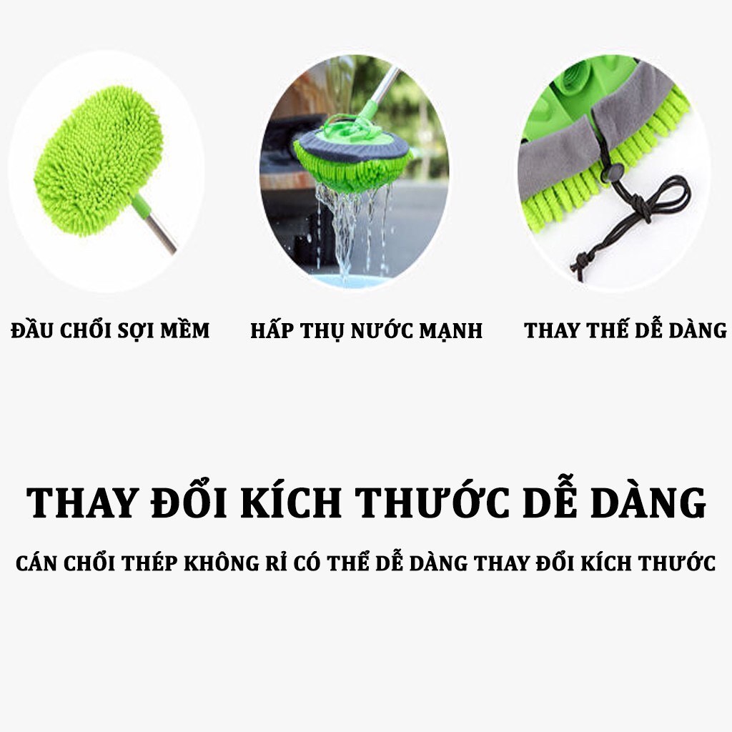 Chổi Lau Xe Ô Tô - Chổi Rửa Xe Ô Tô Kéo Dài 3 Nấc Chuyên Dụng