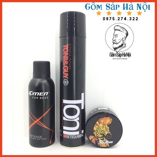 Combo sáp vuốt tóc nam blumaan cavalier heavy clay + gôm xịt tóc tony&guy + xịt khử mùi x-men for boss intens