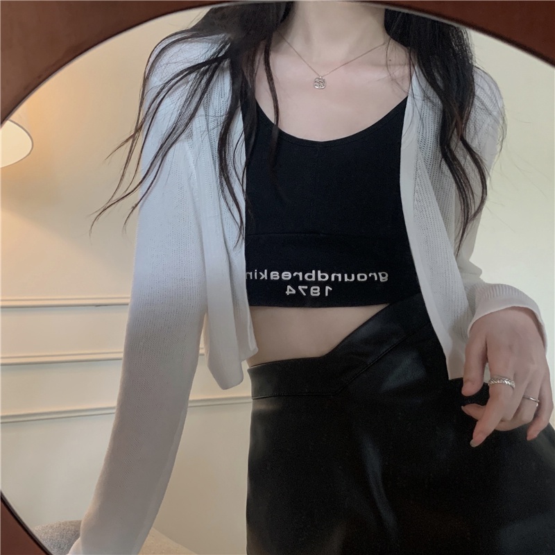 Áo cardigan SUXI dệt kim tay dài dáng rộng màu trơn đơn giản thời trang mùa hè cho nữ